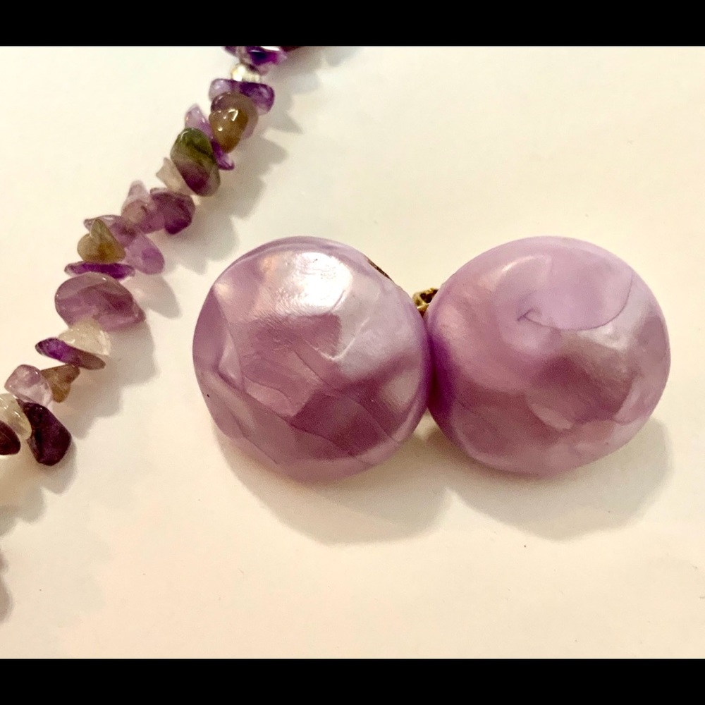 Vintage Amethyst & Citrine Necklace Vintage Clip Back Earrings - Picture 10 of 10